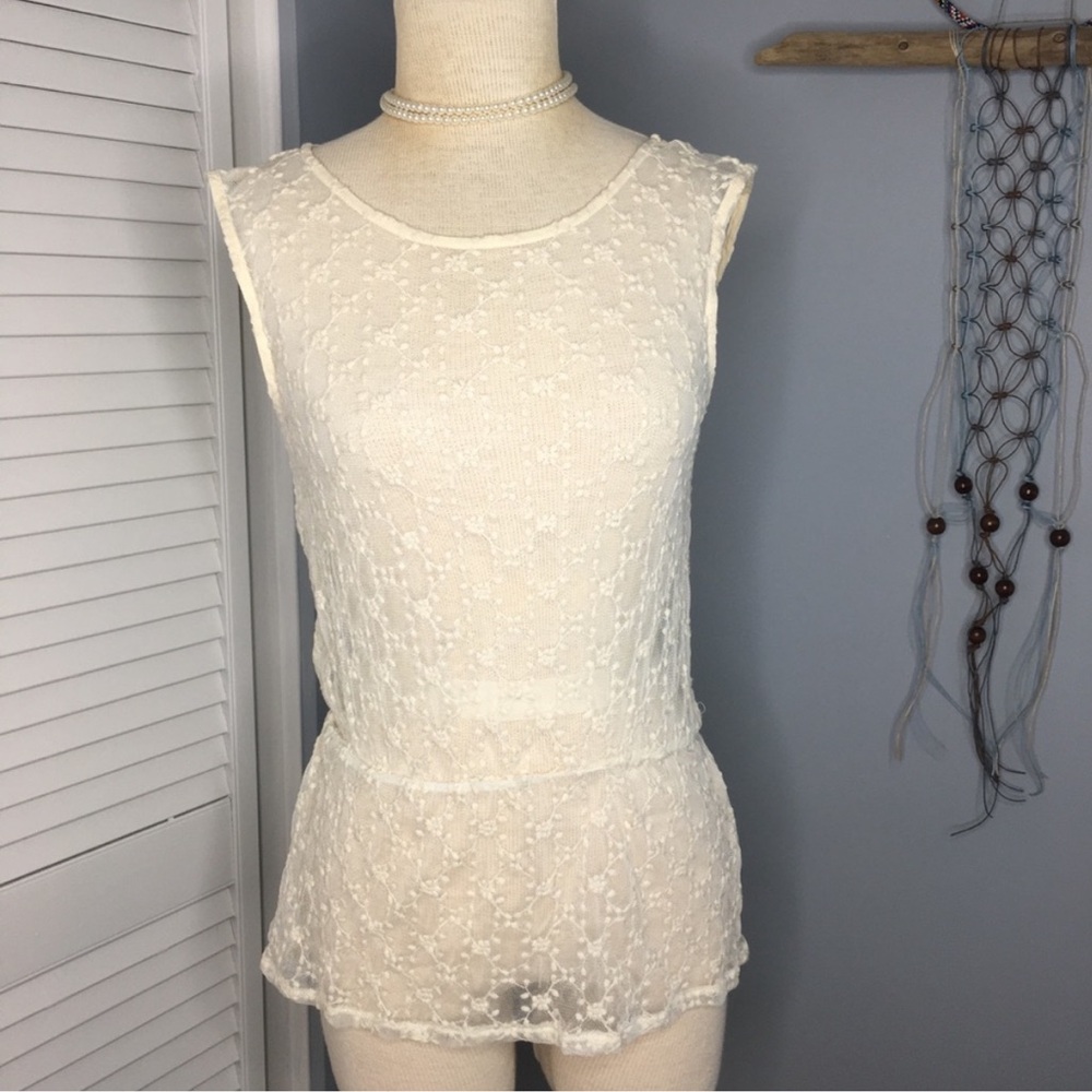Threads 4 Thought organic cotton blend sheer sleeveless ivory blouse size M